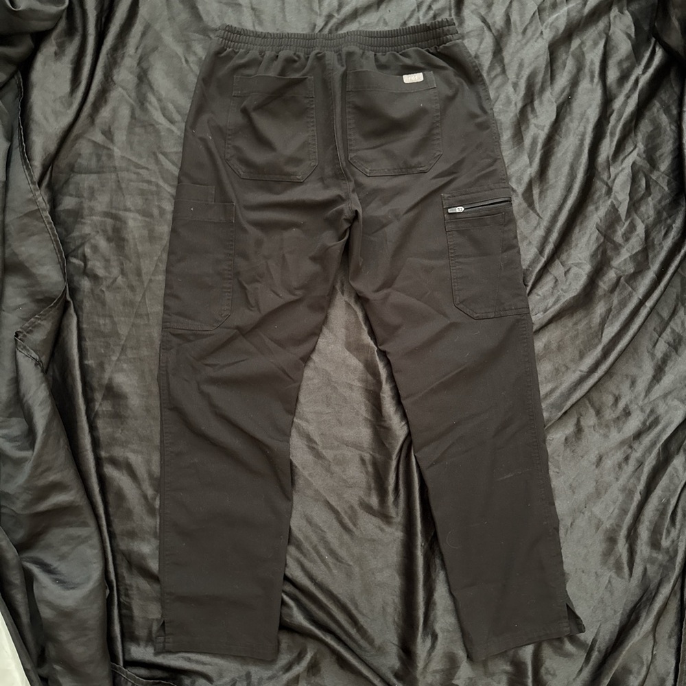 Black “Dowa” Drawstring Scrub Pants Straight Leg Figs Technical Collection - Picture 3 of 5